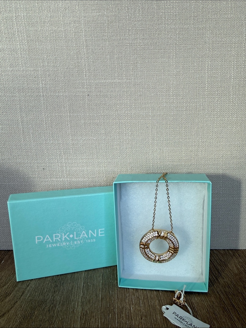 Park Lane Gold and White Crystal Roman Numeral Pendant Necklace